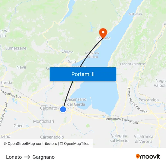 Lonato to Gargnano map