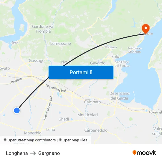 Longhena to Gargnano map