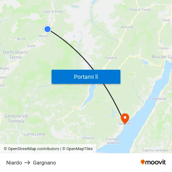 Niardo to Gargnano map