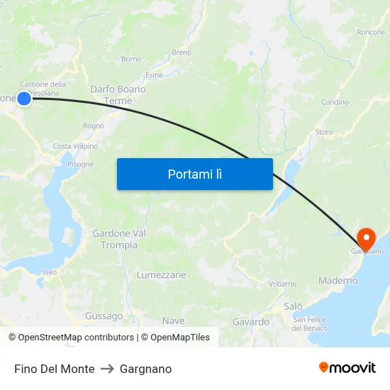 Fino Del Monte to Gargnano map