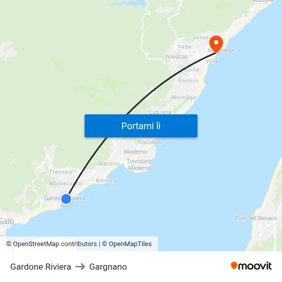 Gardone Riviera to Gargnano map