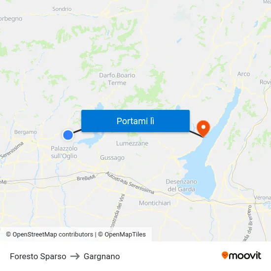 Foresto Sparso to Gargnano map