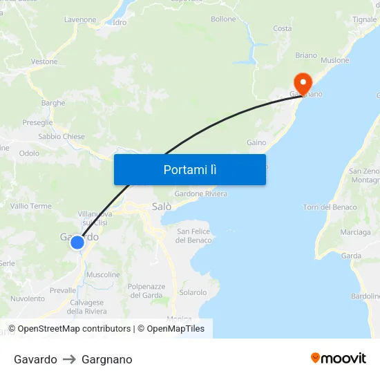 Gavardo to Gargnano map