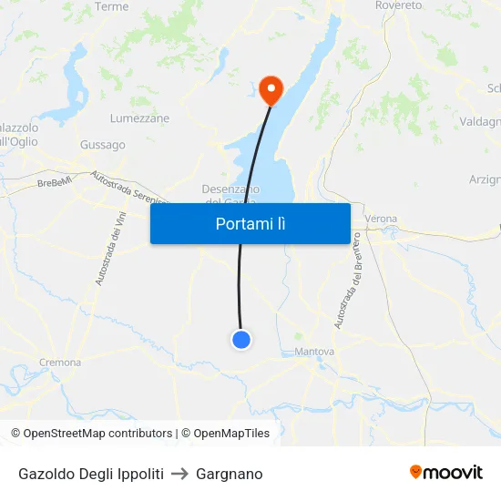 Gazoldo Degli Ippoliti to Gargnano map