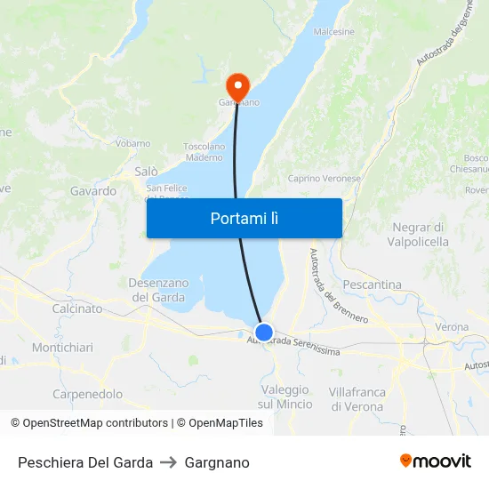 Peschiera Del Garda to Gargnano map