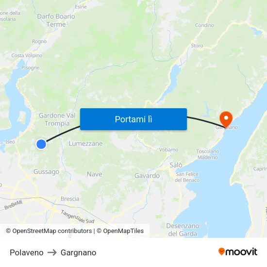 Polaveno to Gargnano map