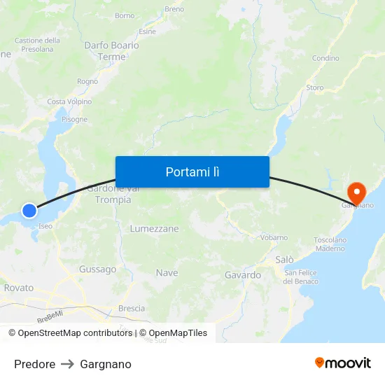 Predore to Gargnano map