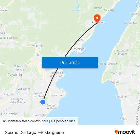 Soiano Del Lago to Gargnano map
