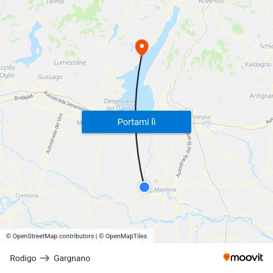 Rodigo to Gargnano map