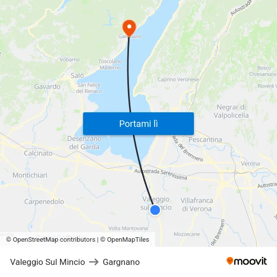 Valeggio Sul Mincio to Gargnano map