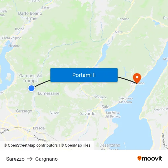 Sarezzo to Gargnano map