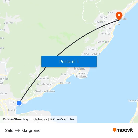 Salò to Gargnano map