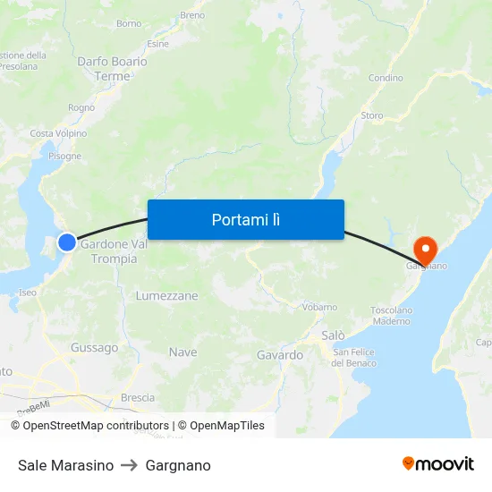 Sale Marasino to Gargnano map