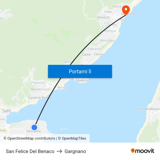 San Felice Del Benaco to Gargnano map