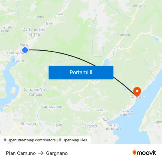 Pian Camuno to Gargnano map