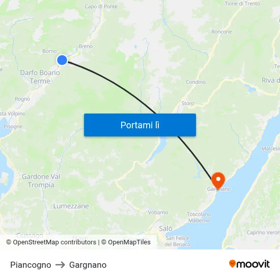 Piancogno to Gargnano map