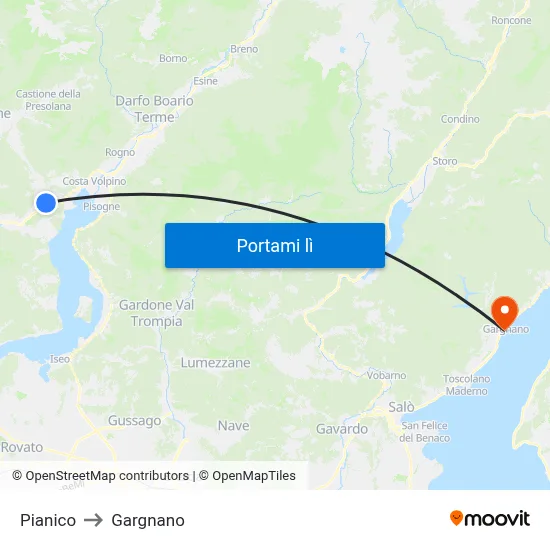 Pianico to Gargnano map