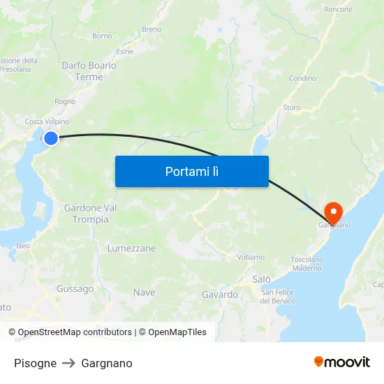 Pisogne to Gargnano map