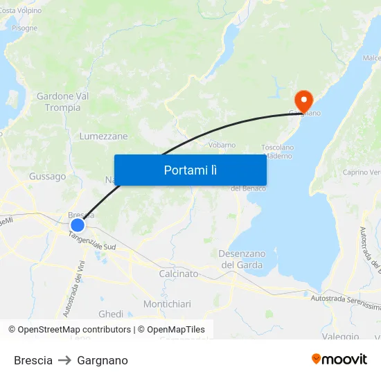 Brescia to Gargnano map