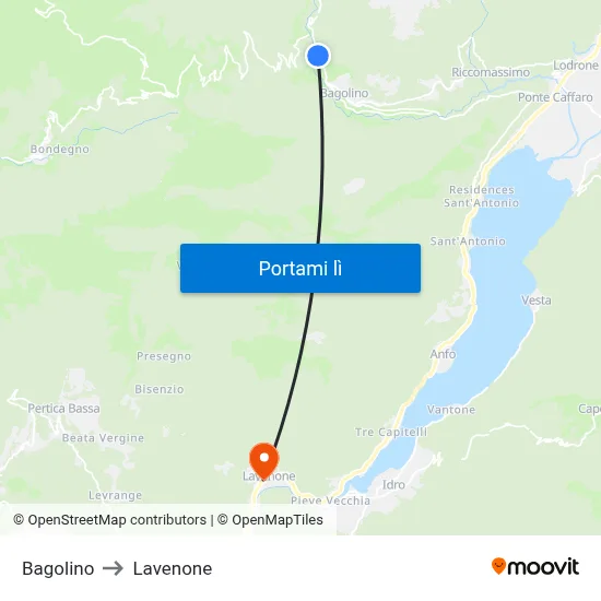 Bagolino to Lavenone map