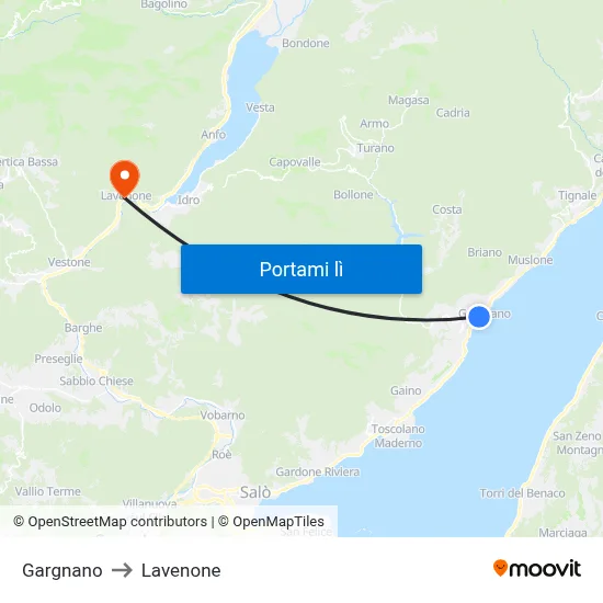 Gargnano to Lavenone map