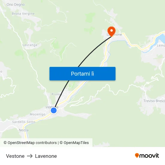 Vestone to Lavenone map