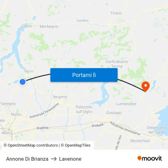 Annone Di Brianza to Lavenone map