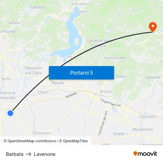 Barbata to Lavenone map