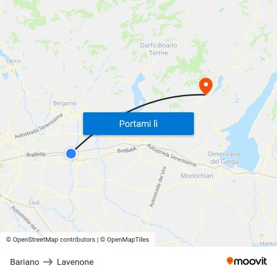 Bariano to Lavenone map