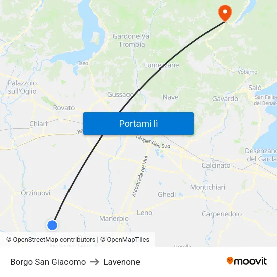 Borgo San Giacomo to Lavenone map