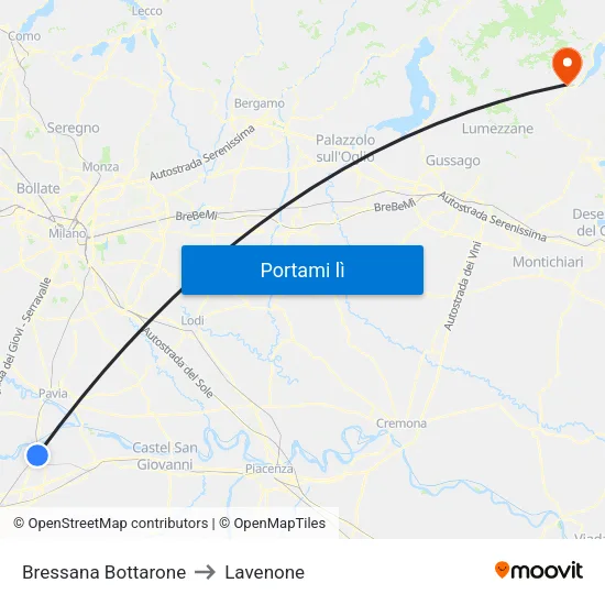 Bressana Bottarone to Lavenone map