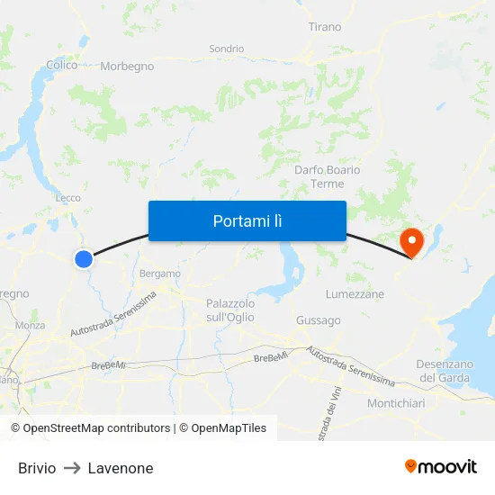 Brivio to Lavenone map