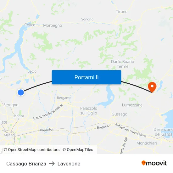 Cassago Brianza to Lavenone map