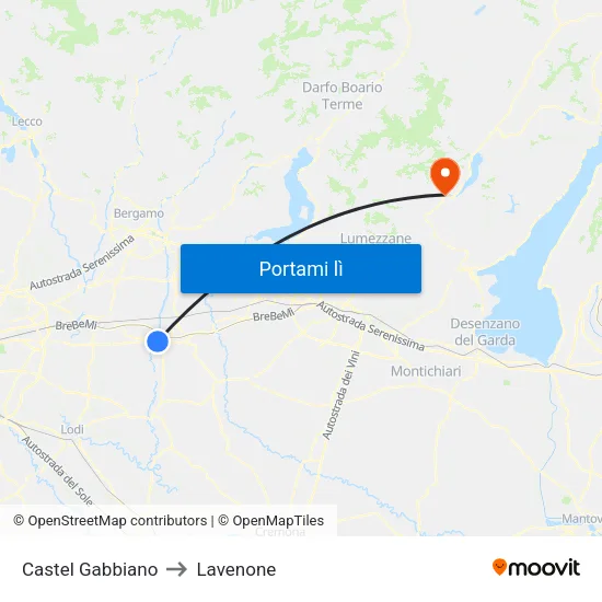 Castel Gabbiano to Lavenone map