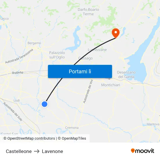Castelleone to Lavenone map