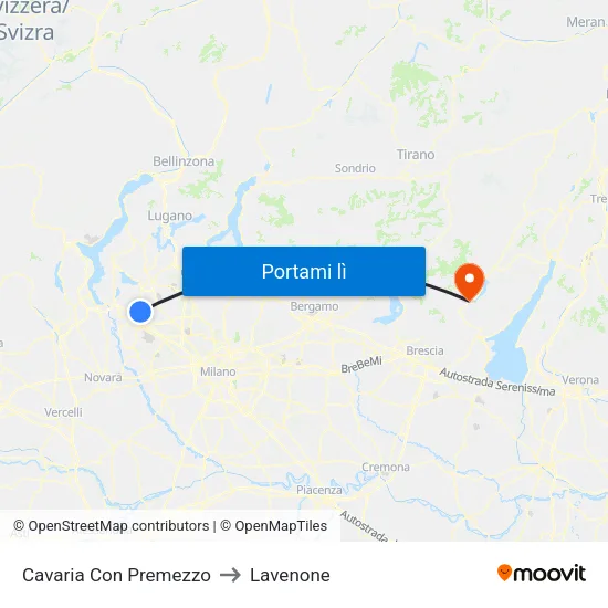 Cavaria Con Premezzo to Lavenone map