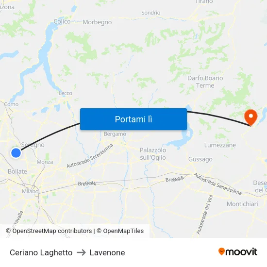 Ceriano Laghetto to Lavenone map
