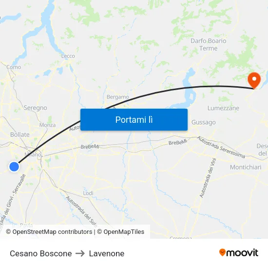 Cesano Boscone to Lavenone map