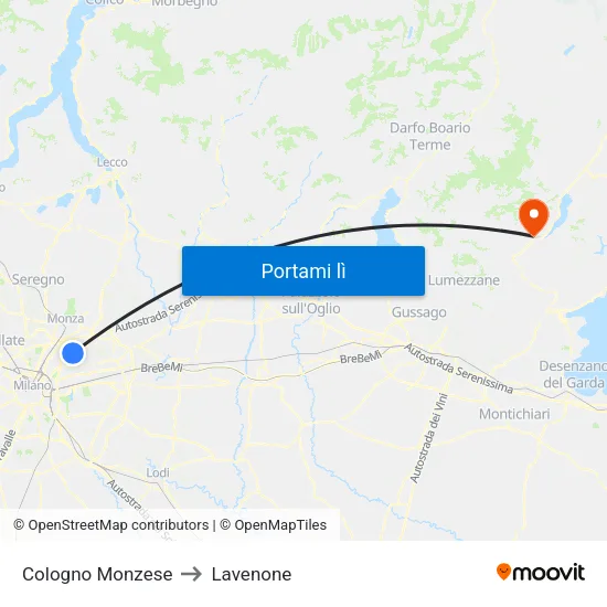 Cologno Monzese to Lavenone map