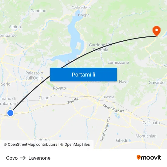 Covo to Lavenone map