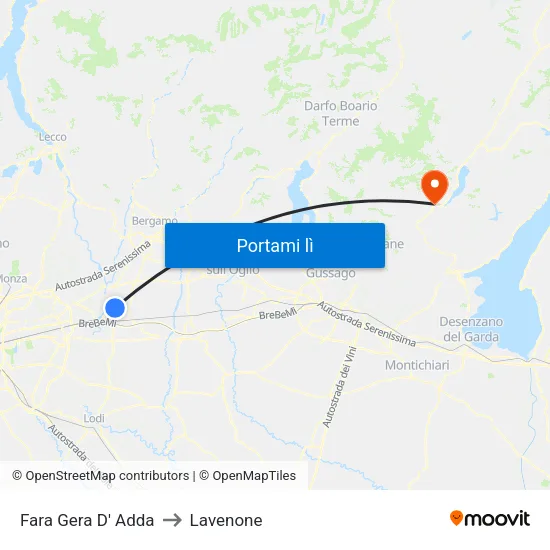 Fara Gera D' Adda to Lavenone map