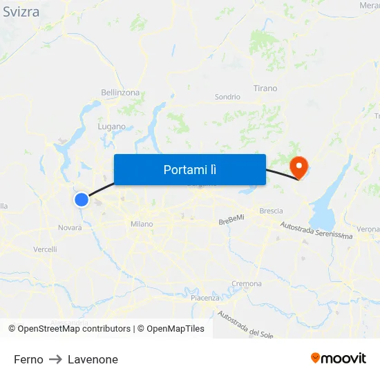 Ferno to Lavenone map