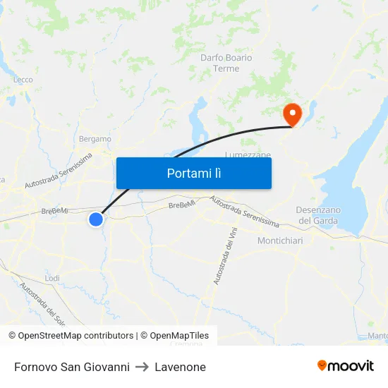 Fornovo San Giovanni to Lavenone map