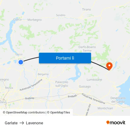 Garlate to Lavenone map