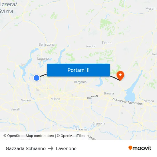 Gazzada Schianno to Lavenone map