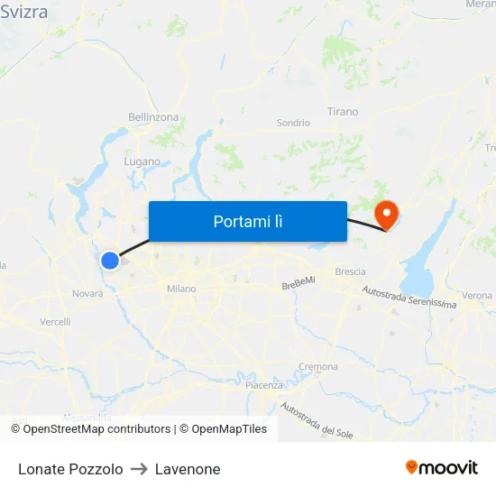 Lonate Pozzolo to Lavenone map