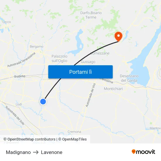 Madignano to Lavenone map