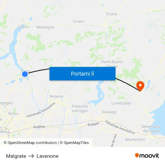 Malgrate to Lavenone map