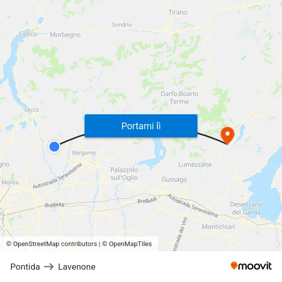 Pontida to Lavenone map