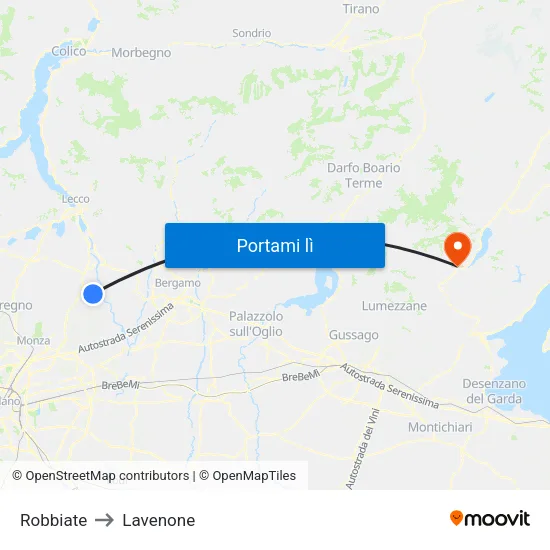 Robbiate to Lavenone map